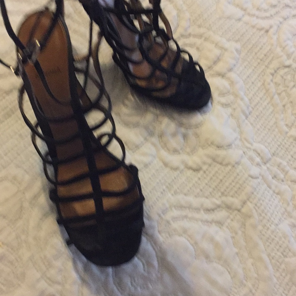 Black suede dressy straps sandals - Picture 5 of 6